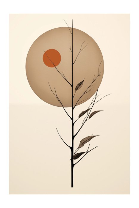 Poster Stillleben mit dekorativem Vollmondmotiv