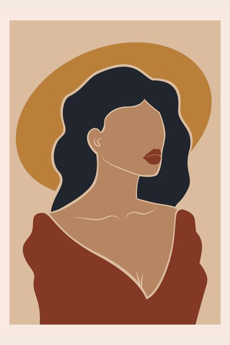 Poster Künstlerisches Porträt einer Frau mit elegantem Hut