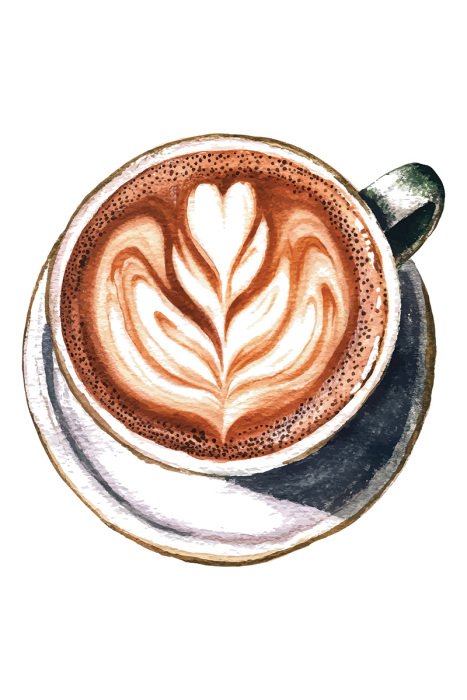 Poster Kaffeedekoration mit herzförmigem Schaum