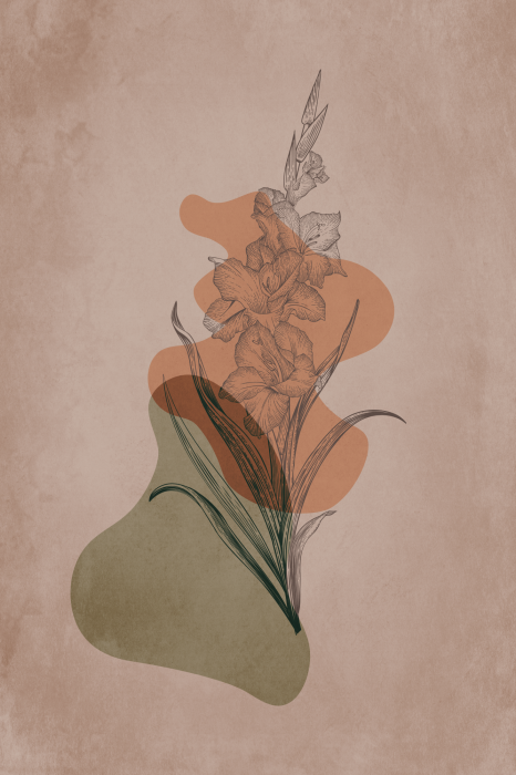 Poster Minimalismus der Pflanzen vor einem Hintergrund aus Flecken