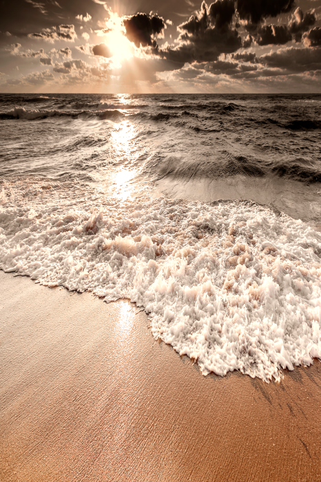 Poster Sandstrand im Abendlicht