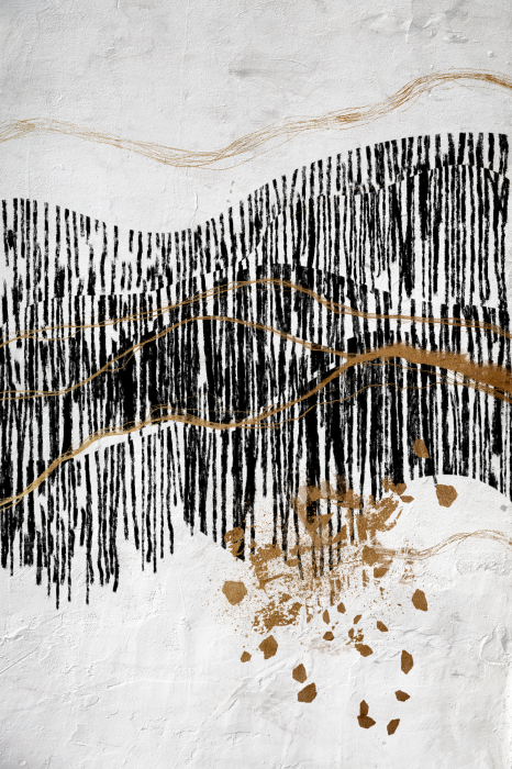 Poster Eine Komposition aus Linien und Goldverzierungen