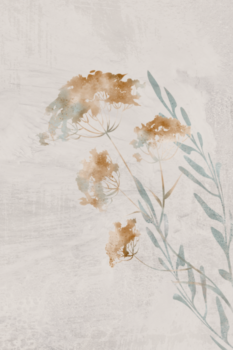 Poster Aquarellwiese im Morgennebel