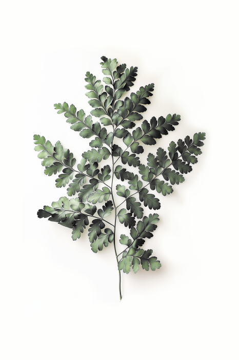 Poster Ein zarter Farn auf weißem Hintergrund