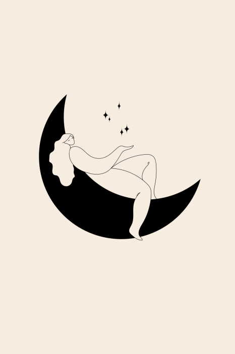 Poster Frauen auf dem Mond zwischen den Sternen