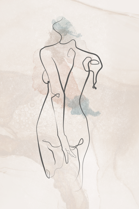 Poster Eine feine Skizze einer weiblichen Silhouette