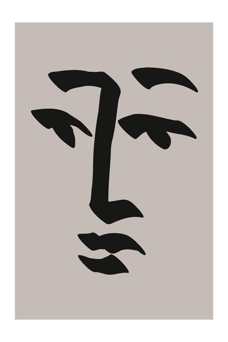 Poster Ausdrucksstarkes Strichzeichnungsporträt auf grauem Hintergrund