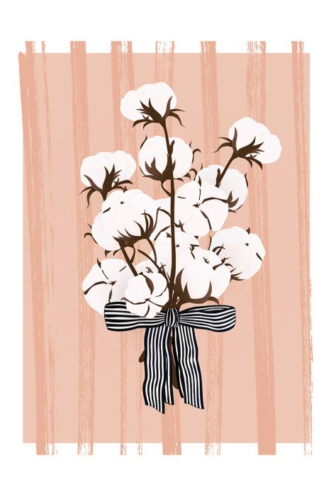 Poster Zarte weiße Blüten auf einem Hintergrund mit kontrastierenden Streifen