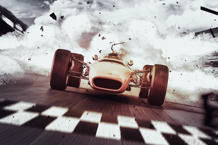 Poster Ein dynamischer Sportwagen in Bewegung