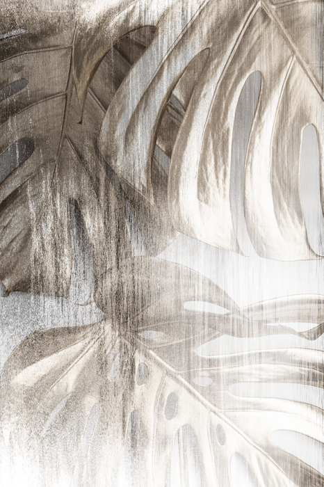 Poster Verschwommene Komposition von Blättern auf hellem Hintergrund