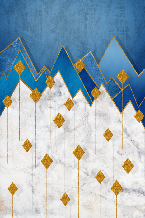 Poster Blaue Berge vor Marmorhintergrund