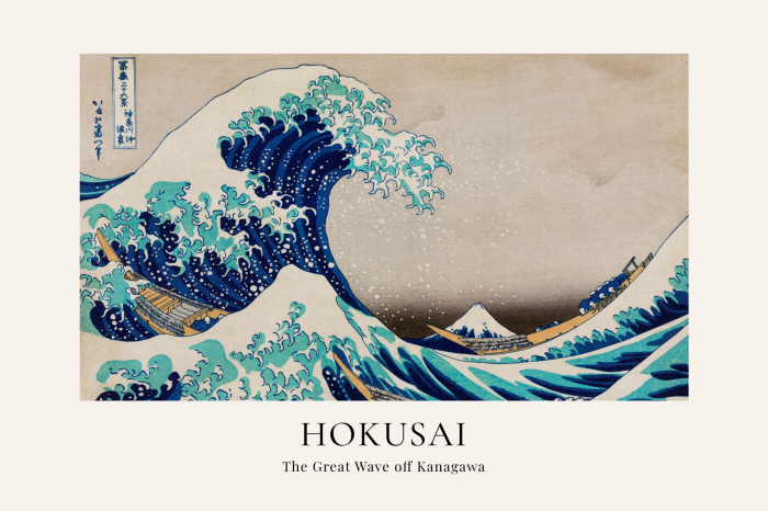 Poster Die ikonische Szene der riesigen blauen Welle