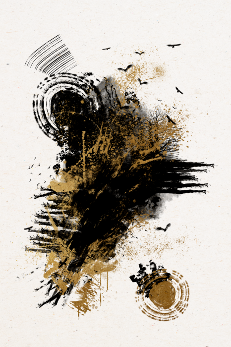 Poster Eine ausdrucksstarke Komposition mit einem dunklen Fleck