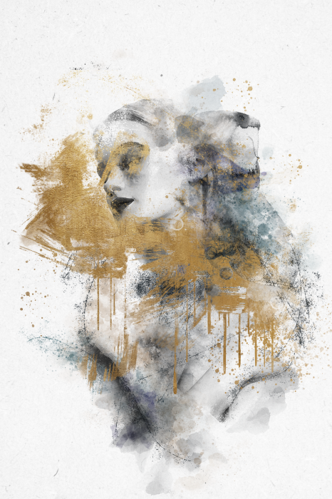 Poster Aquarell-Frauengesicht in Grau