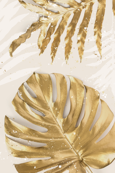 Poster Botanisches Muster mit goldenen Blättern