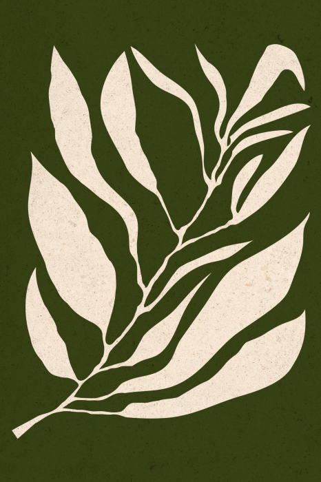 Poster Pflanzenillustration mit cremefarbenem Blatt