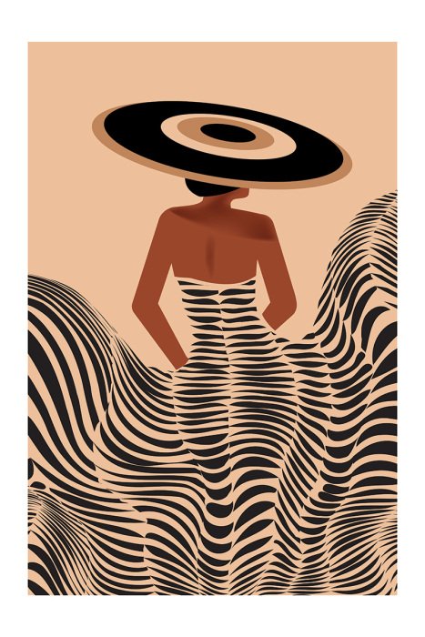 Poster Stilvolle Silhouette mit Zebra-Tierprint und Hut