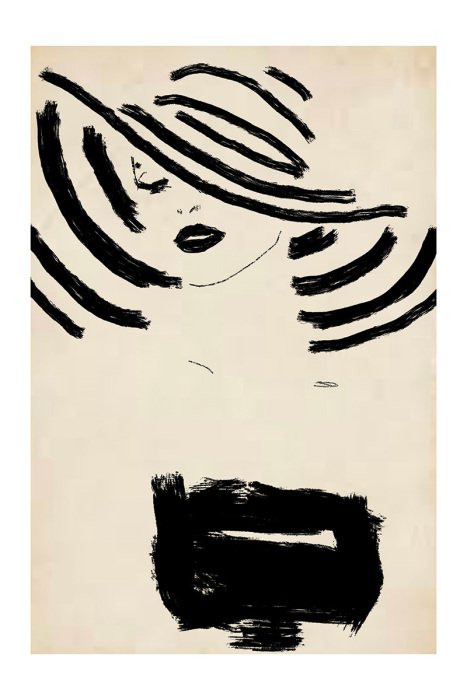 Poster Elegante Silhouette einer Frau mit modischem Hut