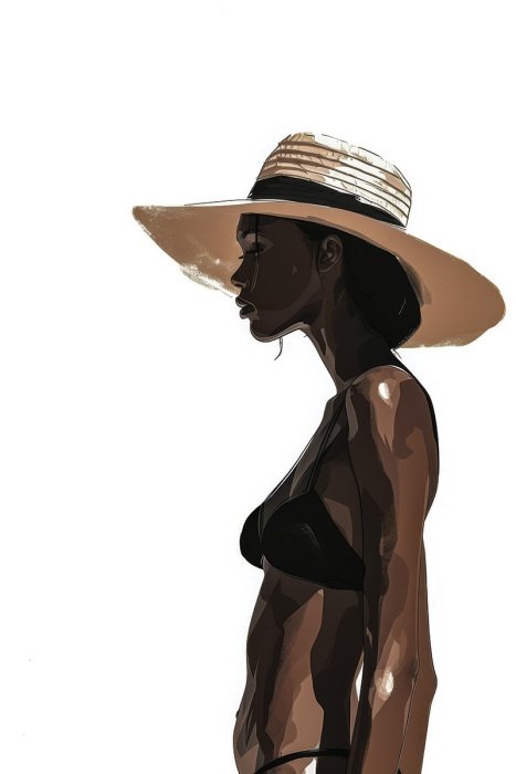 Poster Künstlerisches Porträt einer schönen Frau mit Hut