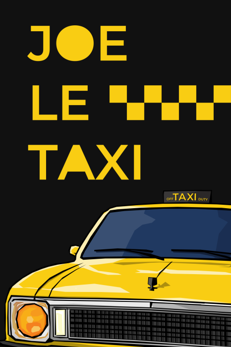 Poster Oldtimer-Taxi mit gelber Beschriftung