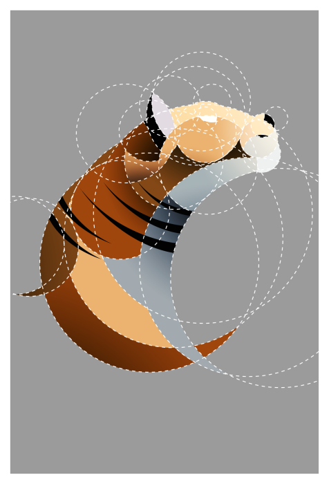 Poster Abstrakter Tiger aus Kreisen