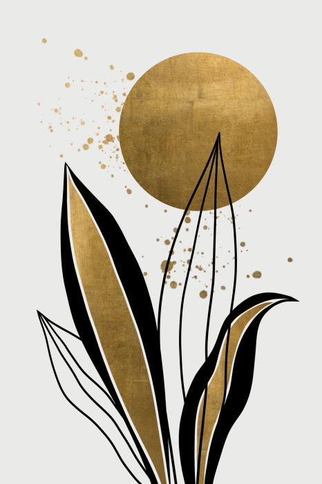 Poster Moderne Botanik im goldenen Sonnenlicht