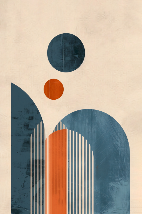 Poster Minimalistische Darstellung von Bögen und Kreisen