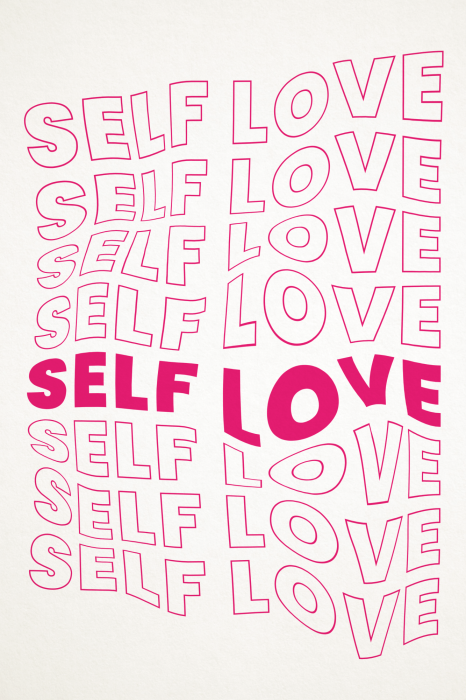 Poster Grafische Typografie mit dem Wort Selbstliebe