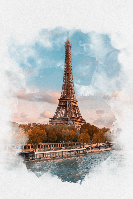 Poster Romantische Illustration mit dem Eiffelturm