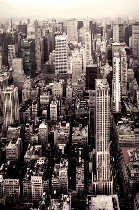 Poster New York von oben in Sepiatönen