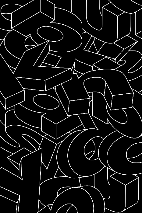 Poster Räumlich angeordnete schwarze Buchstaben im Chaos