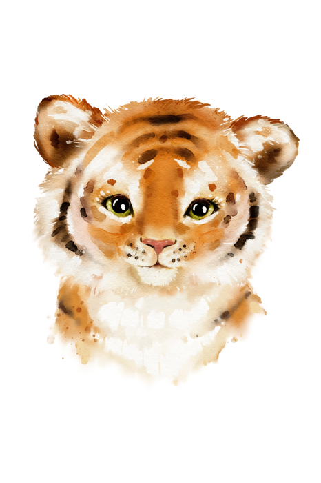 Poster Ein kleiner Tiger im Aquarellstil