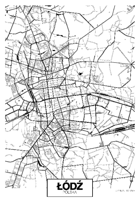 Poster Detaillierter Plan der Stadt Łódź