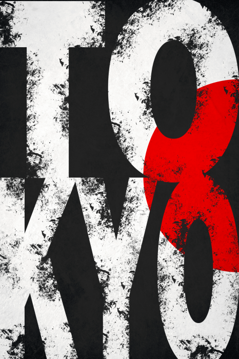 Poster Tokio in Schwarz, Weiß und Rot