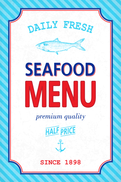 Poster Retro-Grafiken für Fischmenüs