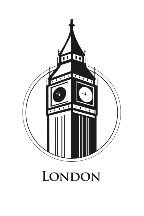 Poster Grafischer Big Ben in Schwarzweiß