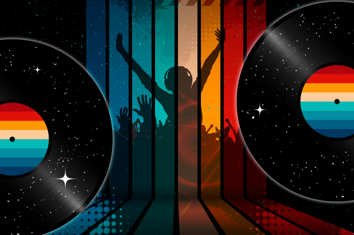 Poster Vinyl mit dem Schatten des Publikums beim Konzert