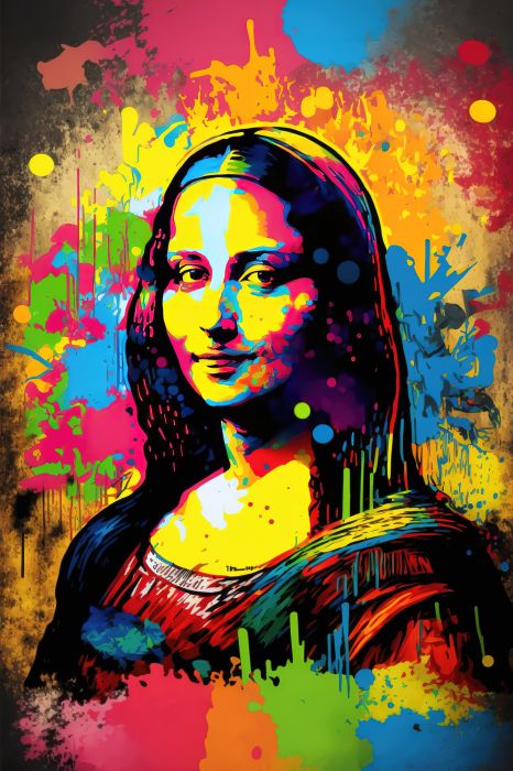 Poster Die Mona Lisa in einer Explosion leuchtender Farben