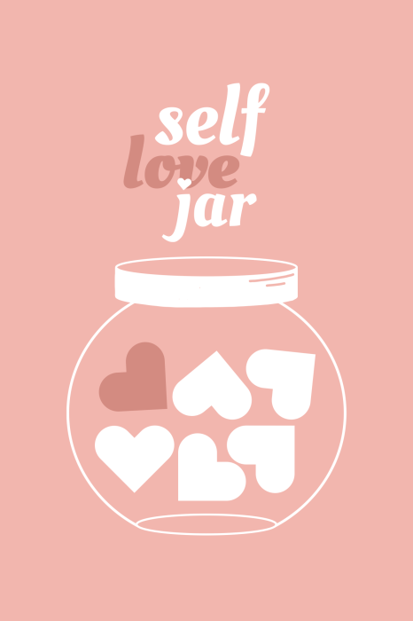 Poster Pastellillustration eines Einmachglases mit einem Selbstliebe-Motiv