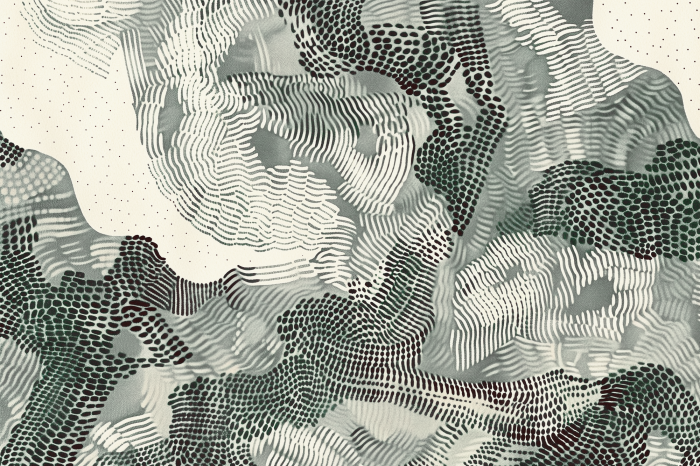 Poster Eine Komposition aus grünen Flecken und Linien