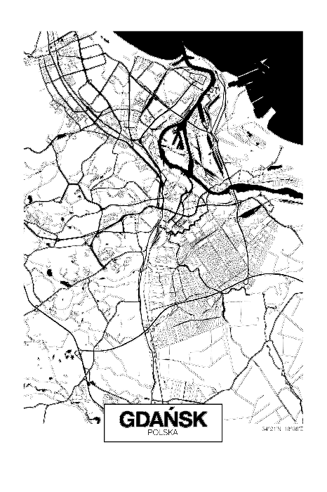 Poster Minimalistischer Stadtplan von Danzig