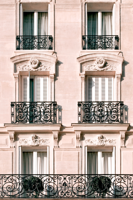 Poster Elegante französische Fenster mit Balkon