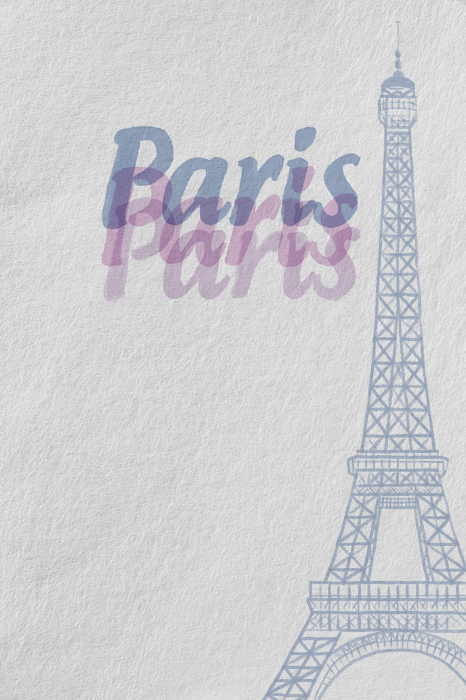 Poster Minimalistische Illustration von Paris mit Inschrift