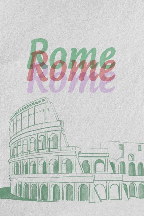 Poster Minimalistische Skizze des Kolosseums mit Inschrift