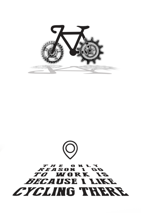 Poster Illustriertes Fahrrad und englische Inschrift