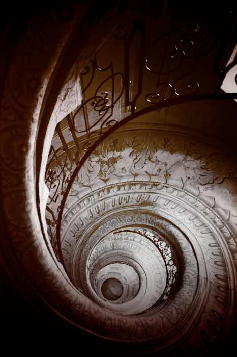 Poster Wendeltreppe mit dekorativem Geländer