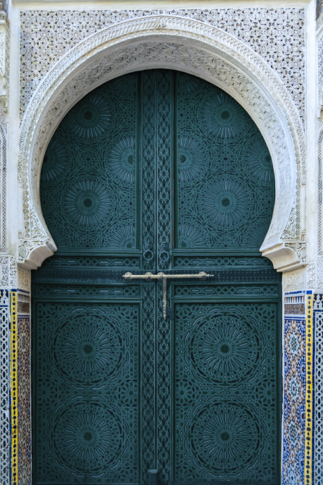 Poster Aufwendig geschnitzte grüne Tür