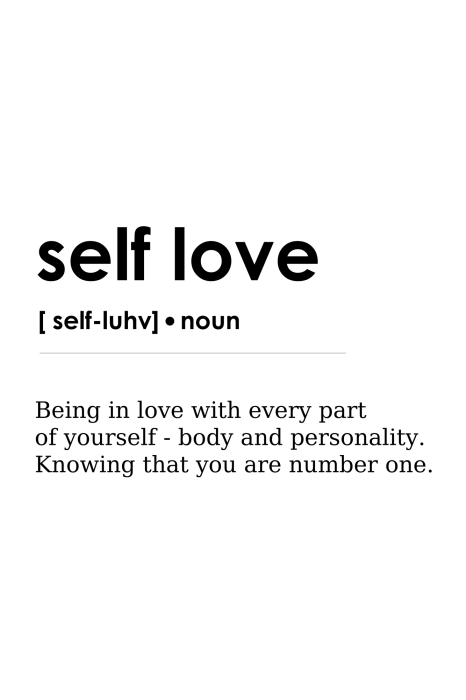 Poster Schwarz-weiße Inschrift mit der Definition von Selbstliebe