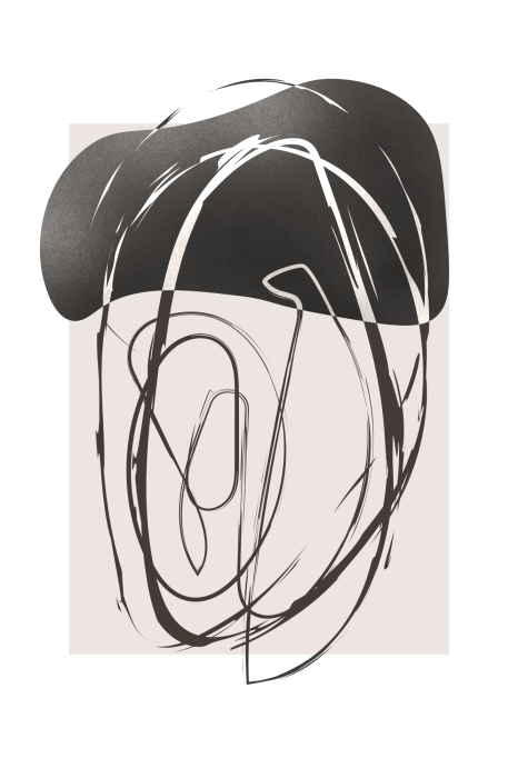 Poster Ausdrucksstarke Zeichnung mit einem dunklen Fleck