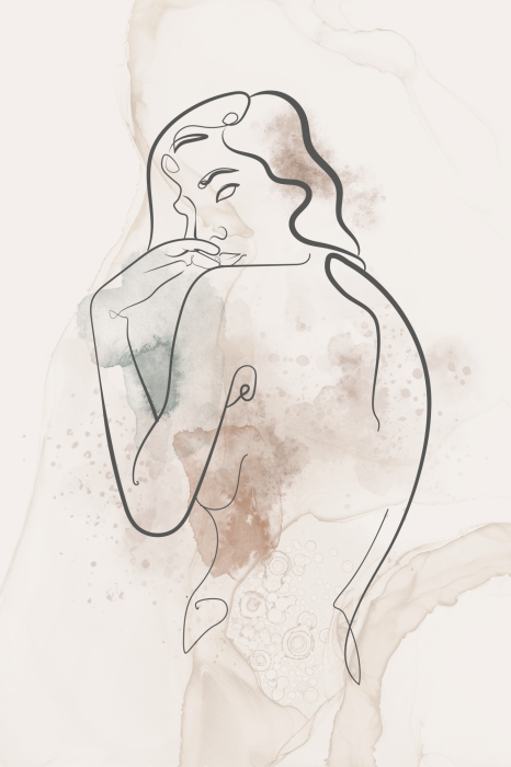 Poster Aquarellskizze einer weiblichen Silhouette